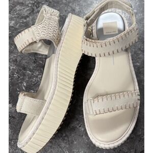 Dolce Vita Womens Debra Suede Platform Sandals  Adjustable Straps Suede Ivory 10